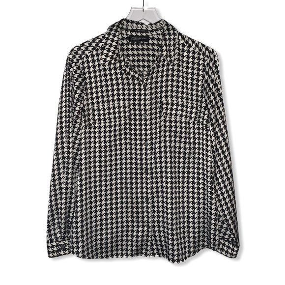 Jones New York Houndstooth Button Down Blouse - Picture 1 of 3